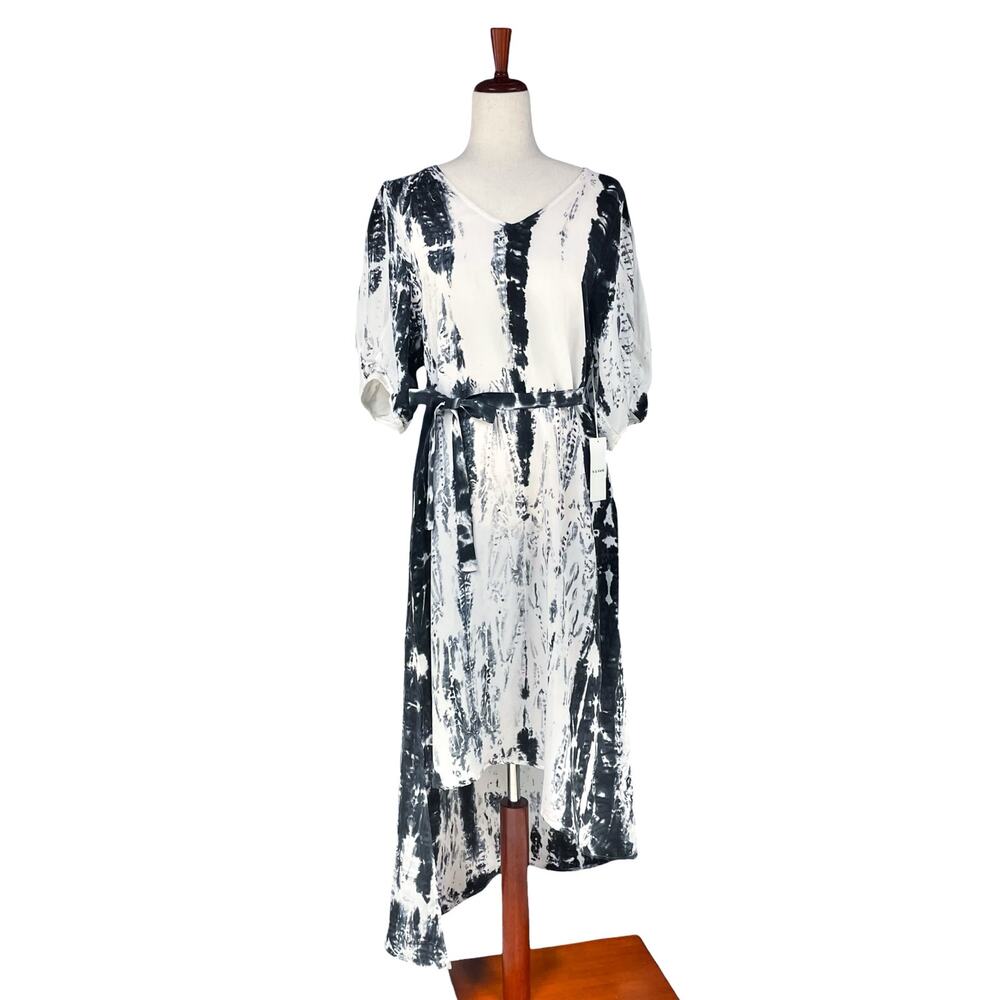 R.G. KANE NWT Posey Dress Black White Abstract Print Size S 100% Cupro USA Made